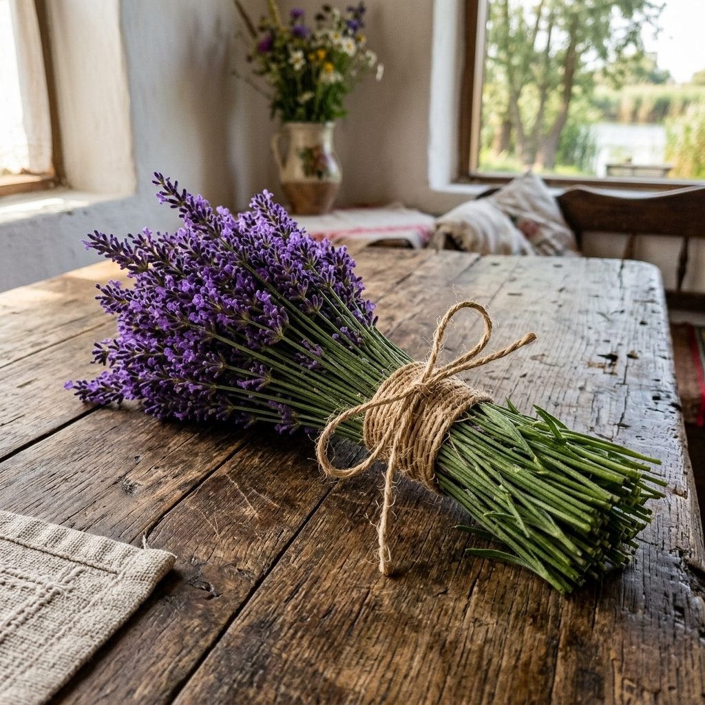 Buchet de lavandă proaspăt tăiată — activitate a Asociației Nuferi pentru Comunitate